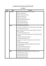 Le programme de collecte de sang, Ramadhan 2010 Le 15/08/10