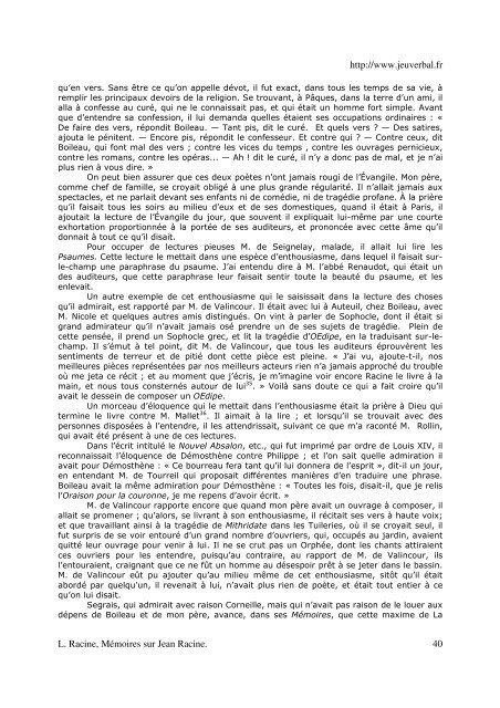 http://www.jeuverbal.fr L. Racine, Mémoires sur Jean ... - le jeu verbal