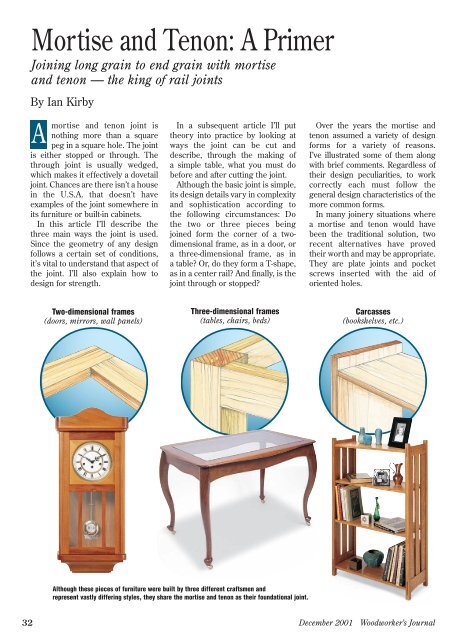 Mortise and Tenon: A Primer - Woodworker's Journal