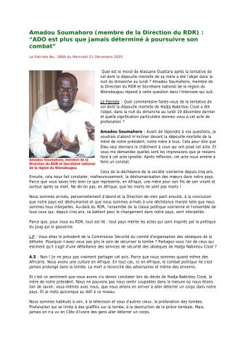 Amadou Soumahoro (membre de la Direction du RDR) - Alassane ...