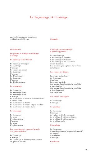 Le façonnage et l'usinage - Batiweb