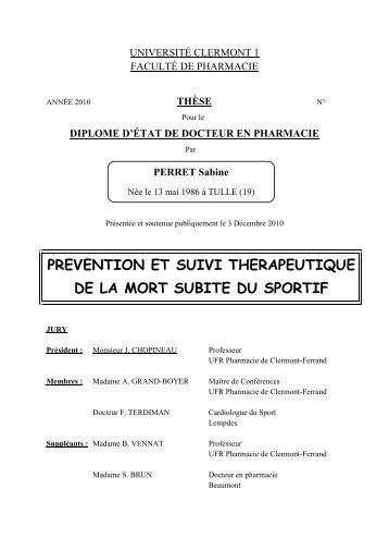 prevention et suivi therapeutique de la mort subite du sportif