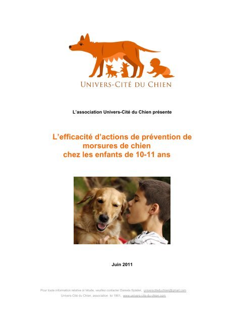 L'efficacité d'actions de prévention de morsures de chien chez les ...