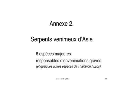 Envenimations par serpents d'Asie - Institut de la francophonie pour ...