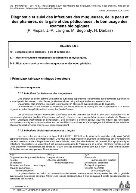 diagnostic biologique - Faculté de médecine de Montpellier