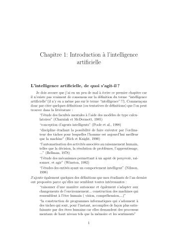 Chapitre 1: Introduction `a l'intelligence artificielle - LRI