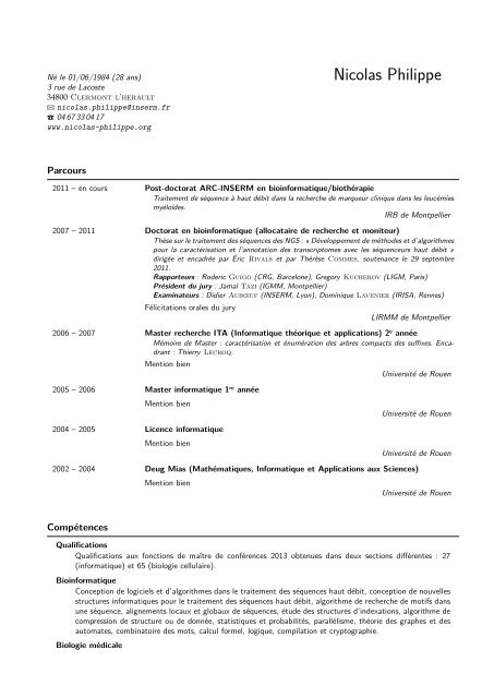 CV détaillé au format pdf - Nicolas Philippe