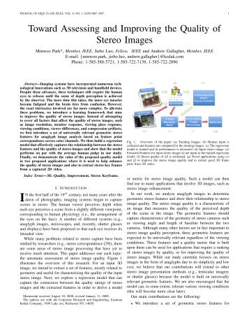 Toward Assessing and Improving the Quality of Stereo Images