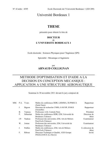 Méthode d'optimisation et d'aide à la - Université Bordeaux 1