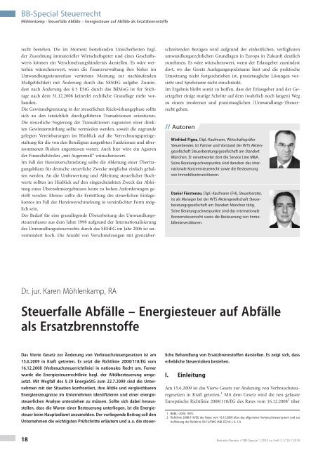 Energiesteuer auf Abfälle als Ersatzbrennstoffe - WTS ...