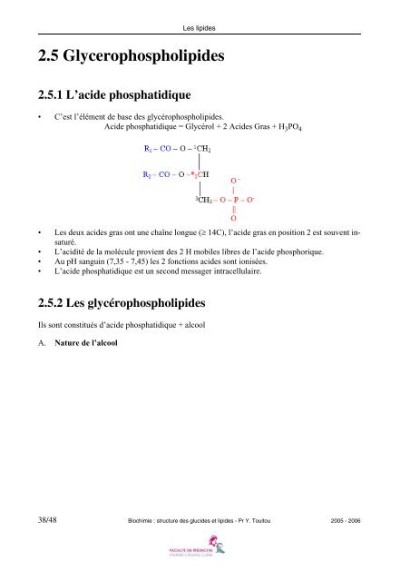 Biochimie : structure des glucides et lipides - Faculté de médecine ...