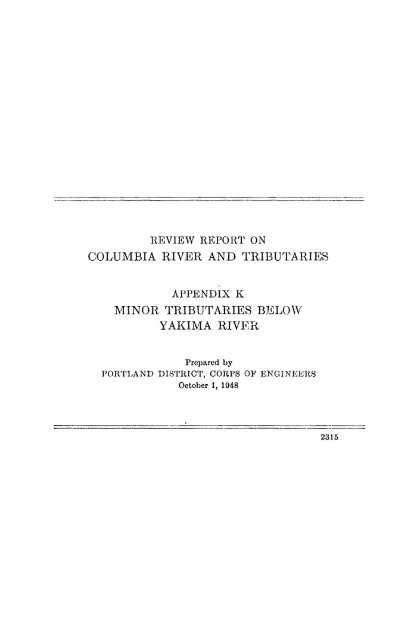 Minor tributaries below Yakima River - StreamNet Regional Library