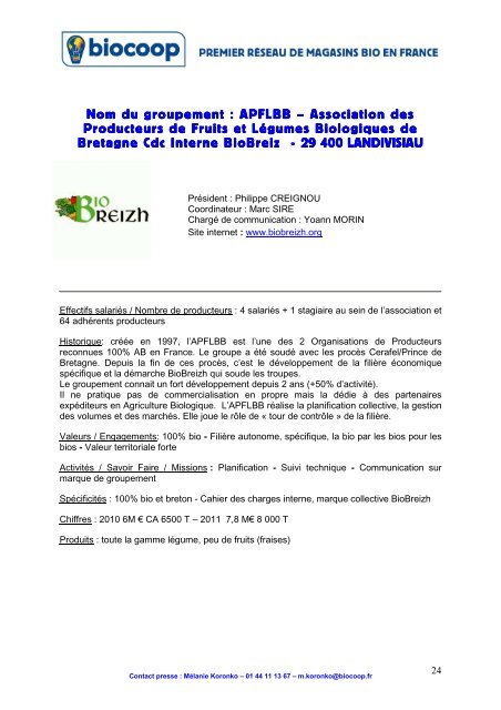 LES PRODUCTEURS SOCIÉTAIRES DE BIOCOOP ( pdf , 1 Mo )