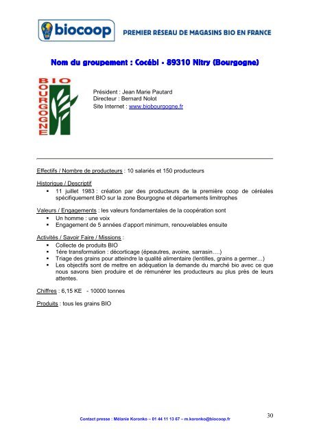 LES PRODUCTEURS SOCIÉTAIRES DE BIOCOOP ( pdf , 1 Mo )
