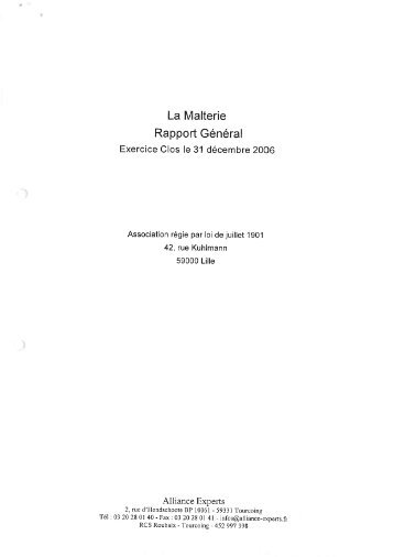 La Malterie Rapport Général - Journal Officiel