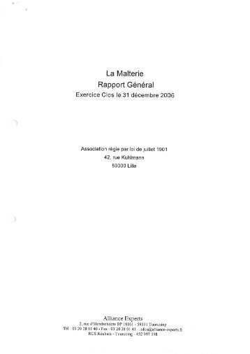 La Malterie Rapport Général - Journal Officiel