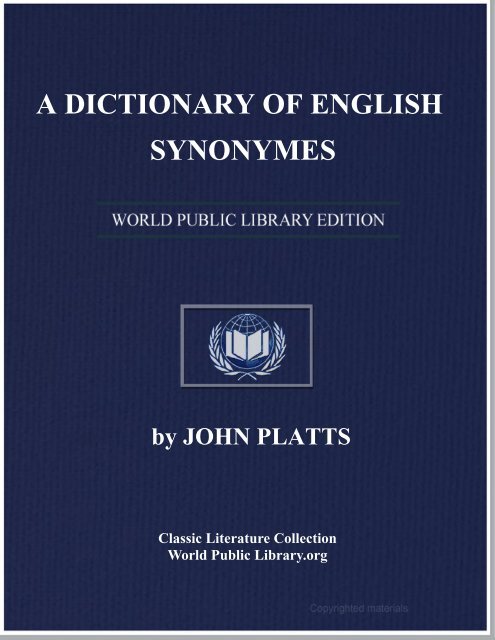 A DICTIONARY OF ENGLISH SYNONYMES - World eBook Library
