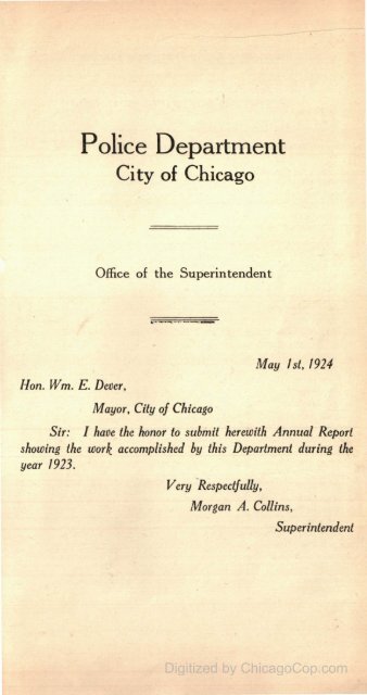 Chicago Police Department Annual Report - 1923 - Chicago Cop.com