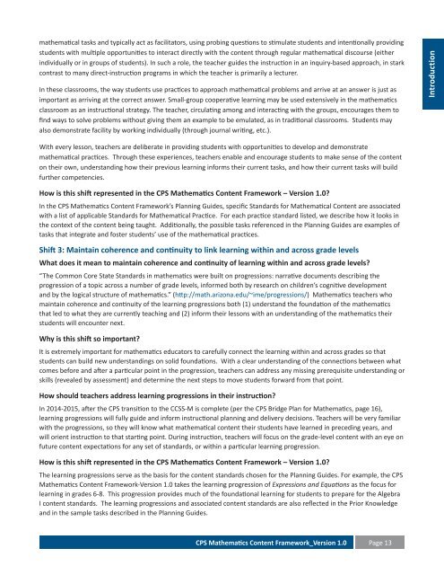 Mathematics Content Framework - Chicago Public Schools