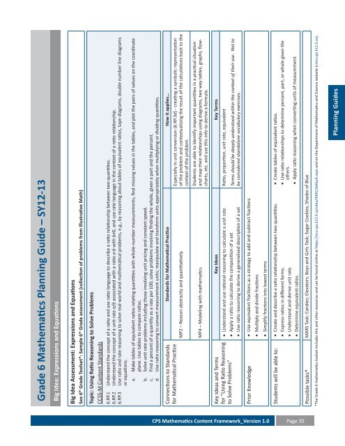 Mathematics Content Framework - Chicago Public Schools