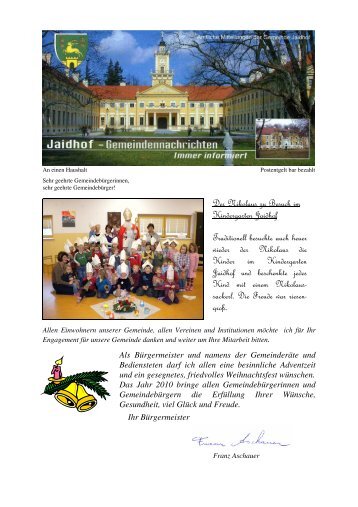 Traditionell Besuchte Auch Heuer - Gemeinde Jaidhof