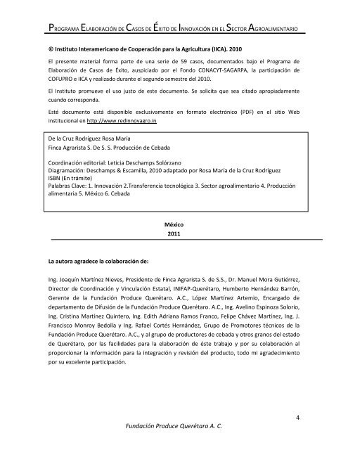 Querétaro-Finca Agrarista S. de S.S. Producción de ... - Red Innovagro