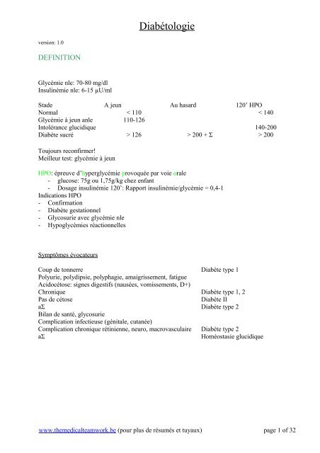 Endocrino diabeto resume v1.0 - TMT - The Medical Teamwork