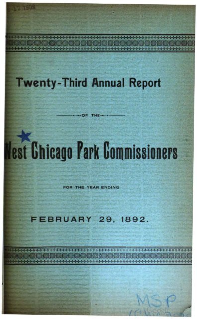 Annual report of West Chicago Park ... - Chicago Cop.com