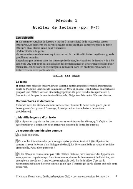Periode 1 Atelier De Lecture Pp 6 7 Nathan
