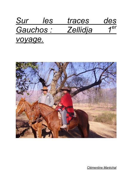 Sur les traces des Gauchos : Zellidja 1 voyage.