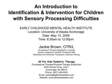 identification & intervention with sensory processing difficulties