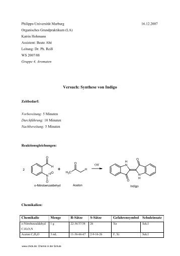 Versuch: Synthese von Indigo - ChidS