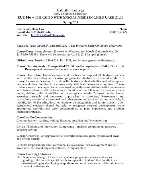 Cabrillo College Ece 146 ~ T - Ecezero2Three: Dana's Child ...