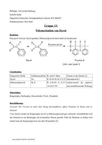 Gruppe 13: Polymerisation von Styrol - ChidS.de