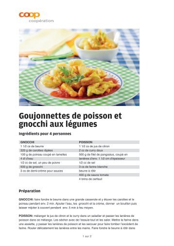 Goujonnettes de poisson et gnocchi aux légumes