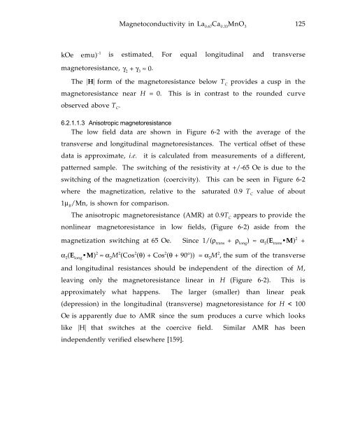 MAGNETISM ELECTRON TRANSPORT MAGNETORESISTIVE LANTHANUM CALCIUM MANGANITE