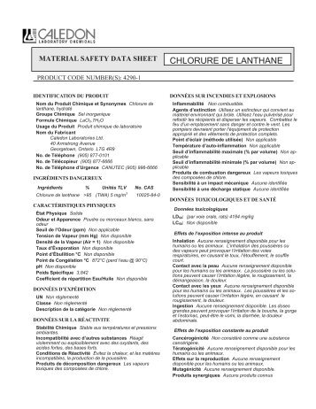 CHLORURE DE LANTHANE - Caledon Labs