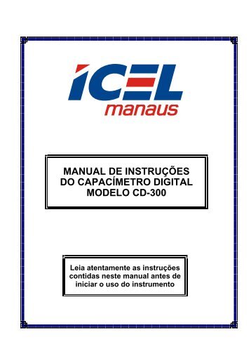 manual de instruções do capacímetro digital modelo ... - Icel Manaus