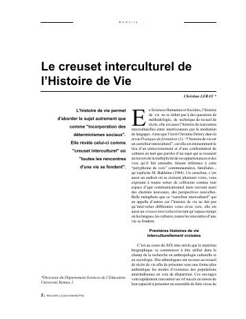 Le creuset interculturel de l'Histoire de Vie - Association des Revues ...