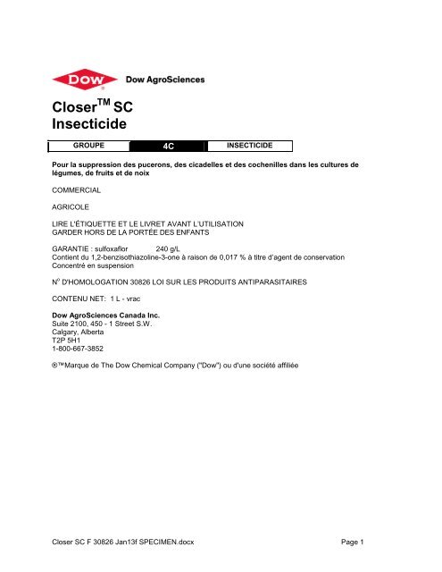 Closer SC Insecticide