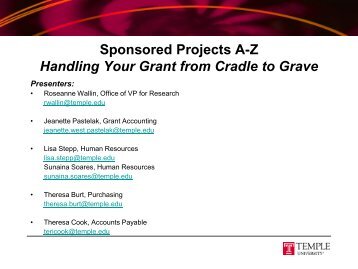 Sponsored Projects A-Z Handling Your Grant from Cradle to ... - chpsw