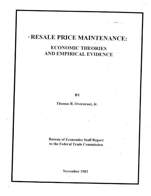 economic theories and empirical evidence - Federal Trade ...