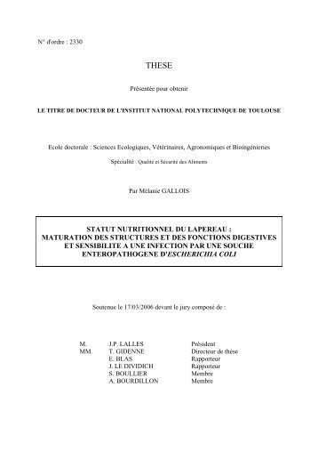 Statut nutritionnel du lapereau - Les thèses en ligne de l'INP - Institut ...