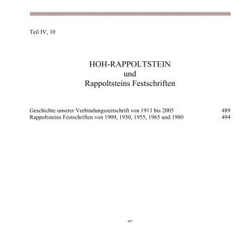 Hoh-Rappoltstein - Rappoltsteiner Chronik