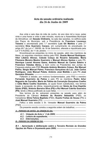 Acta n.º 3/2009 - Câmara Municipal de Almodôvar