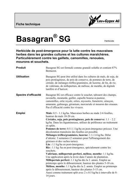 Basagran SG fiche téchnique - Leu+Gygax AG