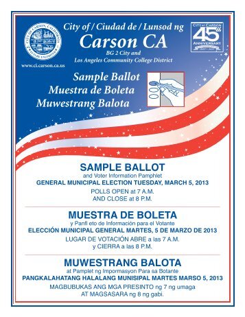 Carson Sample Ballot - City of Carson