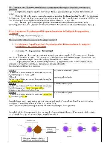 PB : Comment sont éliminées les cellules reconnues comme ... - SVT