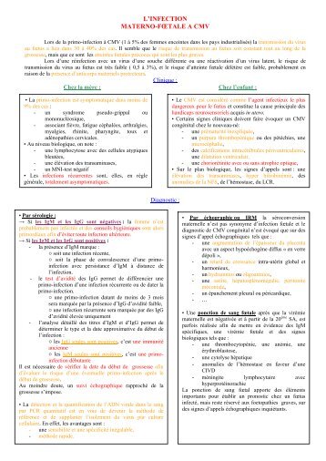 Infection materno-foetale à CMV - MedQual