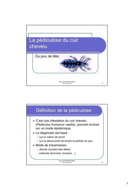 La pédiculose du cuir chevelu CLIN ParisNord